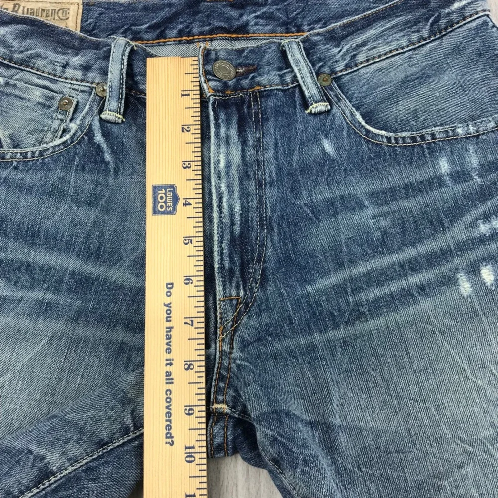 Polo Ralph Lauren Distressed Denim‎ Shorts Medium Wash Raw Hem Size 32